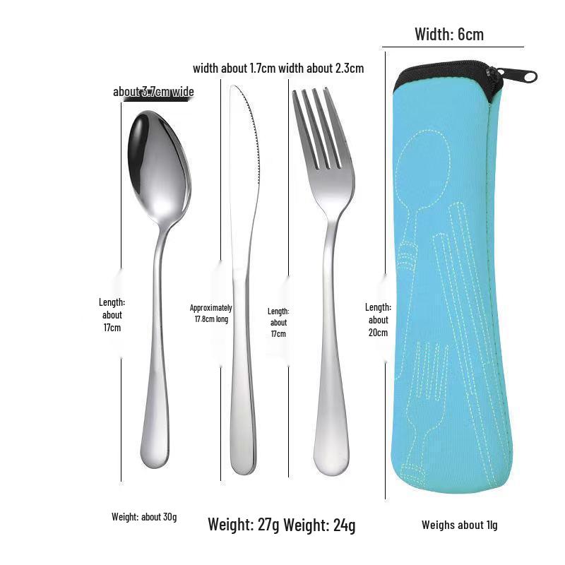 Stainless Steel Cutlery Set: Knife, Fork, Spoon & Chopsticks - Portable 4-Piece Set for Students, Travel, & Gifts