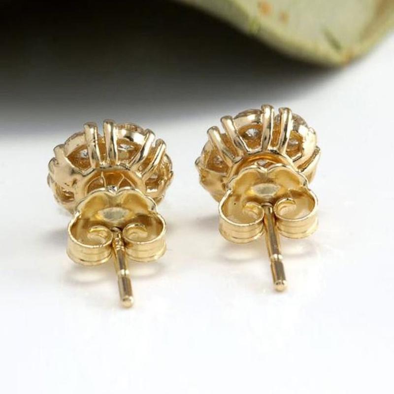 Huitan Luxury Gold Color Brilliant Cubic Zirconia Stud Earrings for Women Dainty Small Female Earring Gifts Classic Jewelry