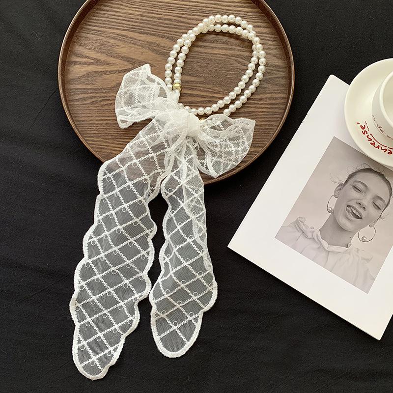 New Retro Lace Silk Scarf Long High-end Versatile Decorative Streamer Headband Multi-functional Scarf Headband Headwear