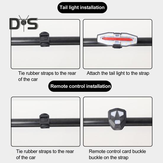 Bicycle Tail Light Adjustable LED Remote Control MTB Road Mountain Bike Turn Signal Lamp Waterproof Rechargeable Bright Night Riding Bike Warning