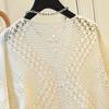 Women's Loose V-Neck Openwork Knit Pullover
