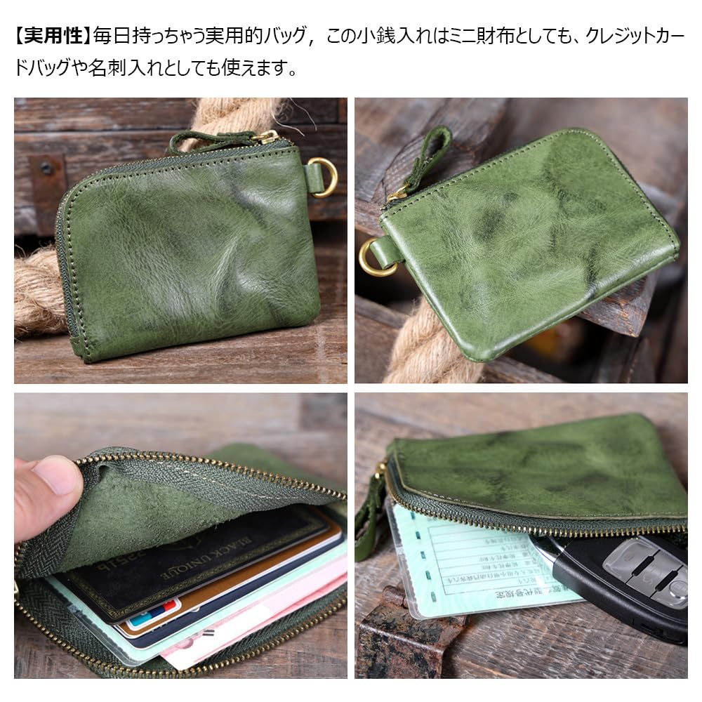 Whatna Tanned Natural Cowhide Leather Coin Case for Men and Mini Small Card Genuine Leather Earphone Storage Case ZD517351 Antique-Style Purse/Coin