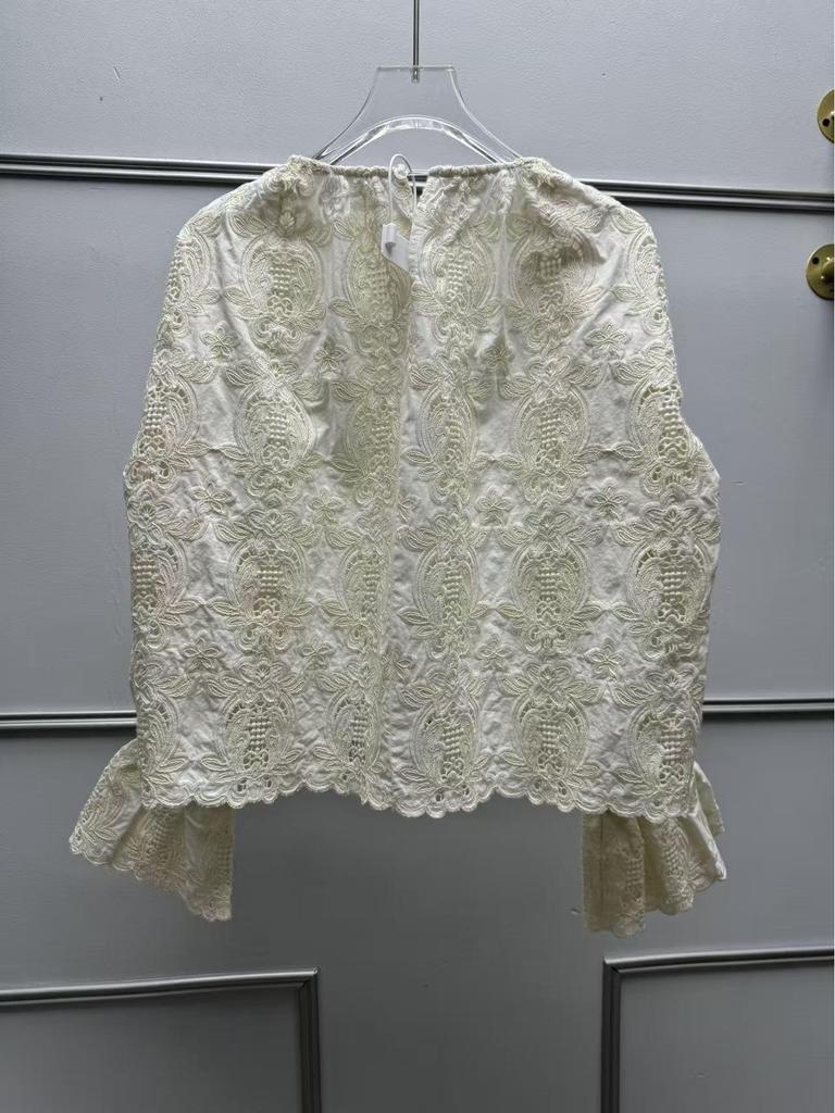 French Retro Lace Bell Sleeve Embroidered Top - Autumn/Winter Collection