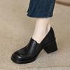Women's British Style Leather Shoes 34-40 New Square Head Thick Bottom Thick With Comfortable Commuter Shoes Fashion High Heels