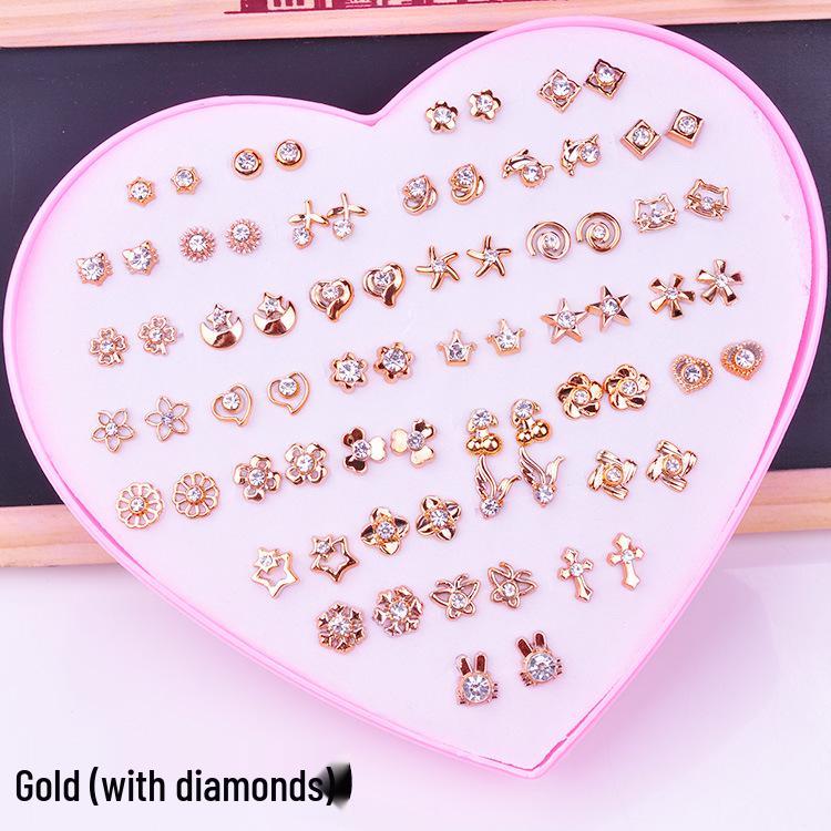 Women's Heart Stud Earrings Set in Acrylic Resin - Boxed Jewelry Accessory