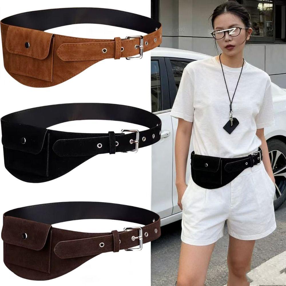PU Women Waist Bag Wide Women Belt Bag Fashion Waistband  Dress Corsets