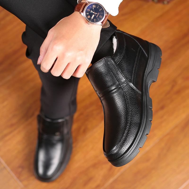 2025 Winter Cotton Shoes Men's Warm High-top Leather Shoes 35 Yards Leisure In the Elderly Father Shoes 46 Yards 47 Yards 48 Yards