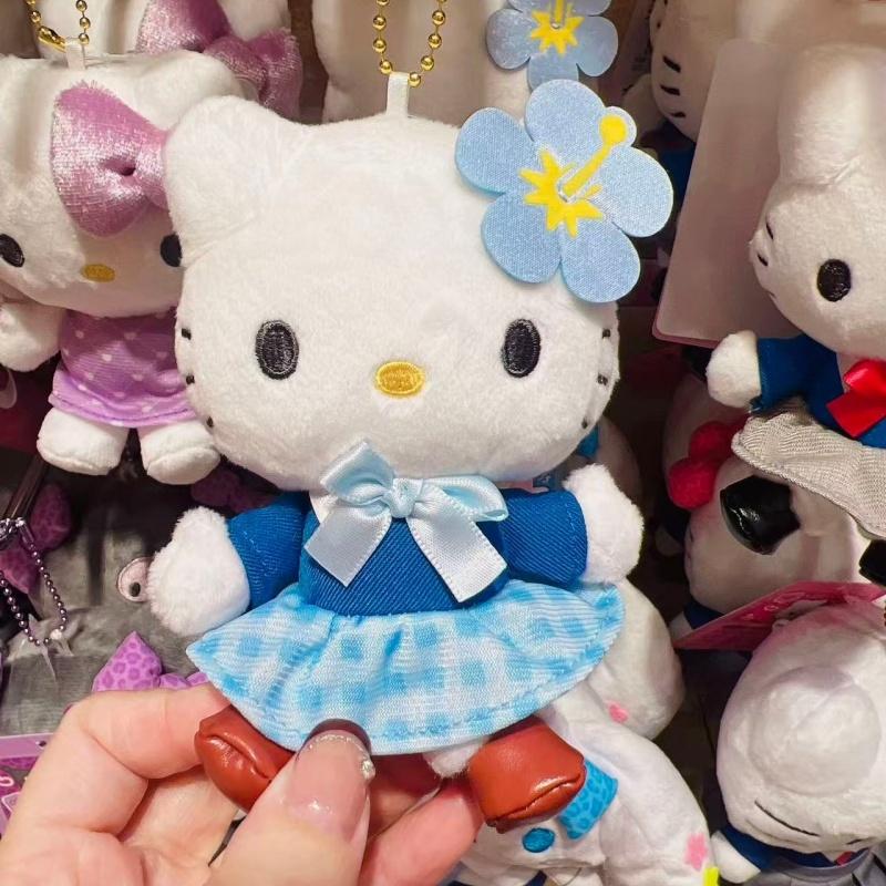 Hello Kitty Kawaii Plush Doll Pendant Cartoon JK Pleated Skirt Kitty Long Leg Doll Toy Keychain Uniform Backpack Charm