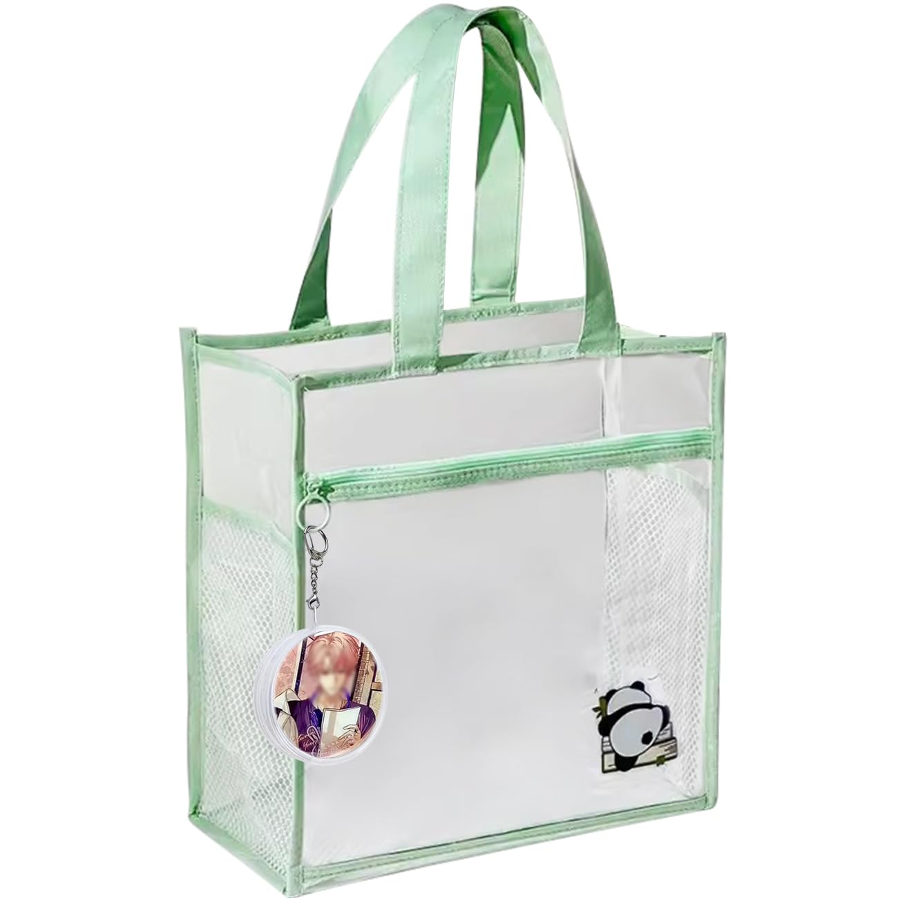 

[YUYAKESHI] Waterproof Clear Square HandbagSub-Bag, Perfect for School, Cute Animal Design, Includes a Badge Pouch, Exterior Pocket, A4 Size (Animal
