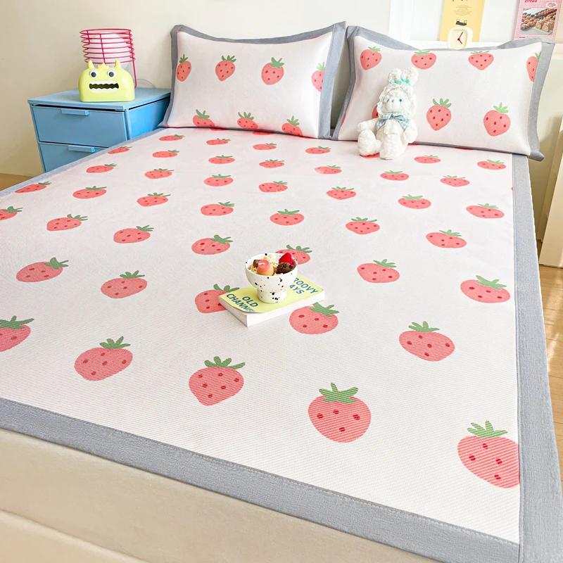 Premium End Animated Ice Silk Bed Mat Summer Cool Down Sleeping Mat Bed Adult Child Washable Cooling Bed Pad and Pillowcases