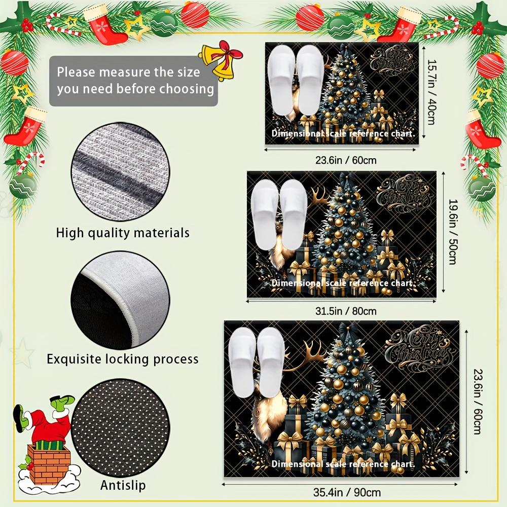 1Pcs Anti Fatigue Kitchen Rugs Merry Christmas Tree Waterproof Non-Slip Thick Cushioned Kitchen Mat Heavy Duty Comfort Standing Mat for Kitchen