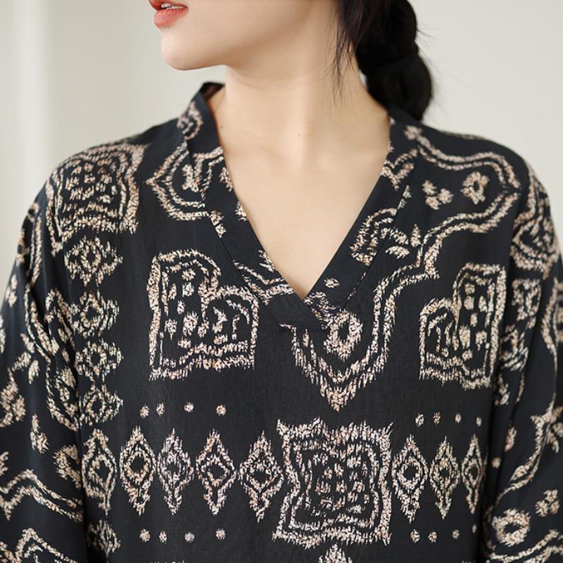 DIMANAF Neues Plus Size Damen Frühling Sommer Langes Kleid Locker Basic Vintage Oversize Langarm Maxi Geblümt 2026