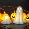 2Pcs LED Lighted Ceramics Specters Ghostly Figurine Sculpture Creative Table Centerpieces Glowing Lamp Halloween Decors
