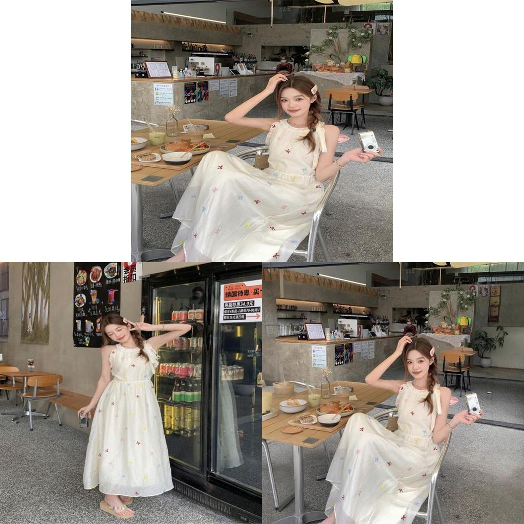 No Brand Butterfly Tie Dress With Polyester Fabric Summer College Style For Women