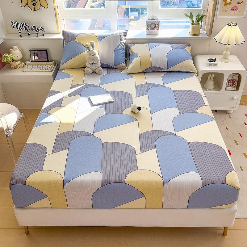 100%Cotton Fitted Bed Sheet Flower Printed Bed Sheet Set Single/Queen/King Pure Cotton Mattress Cover Protector Fitted Sheet