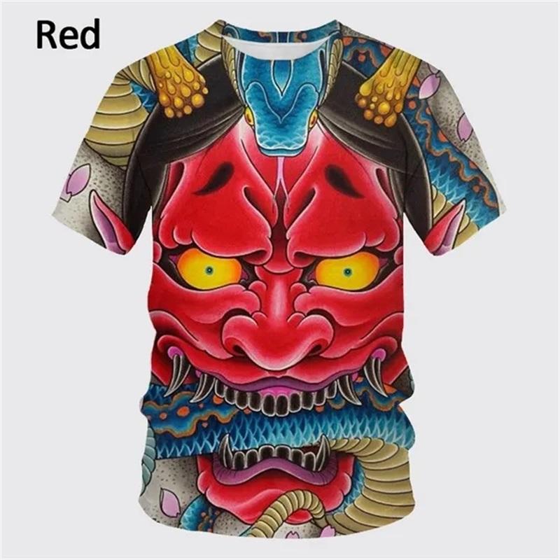 Japanische Geist Prajna Grafik T-Shirts für Herren 3D-Druck Rundhals Lässige Kurzarm-T-Shirts Personalisierte Herren-T-Shirts