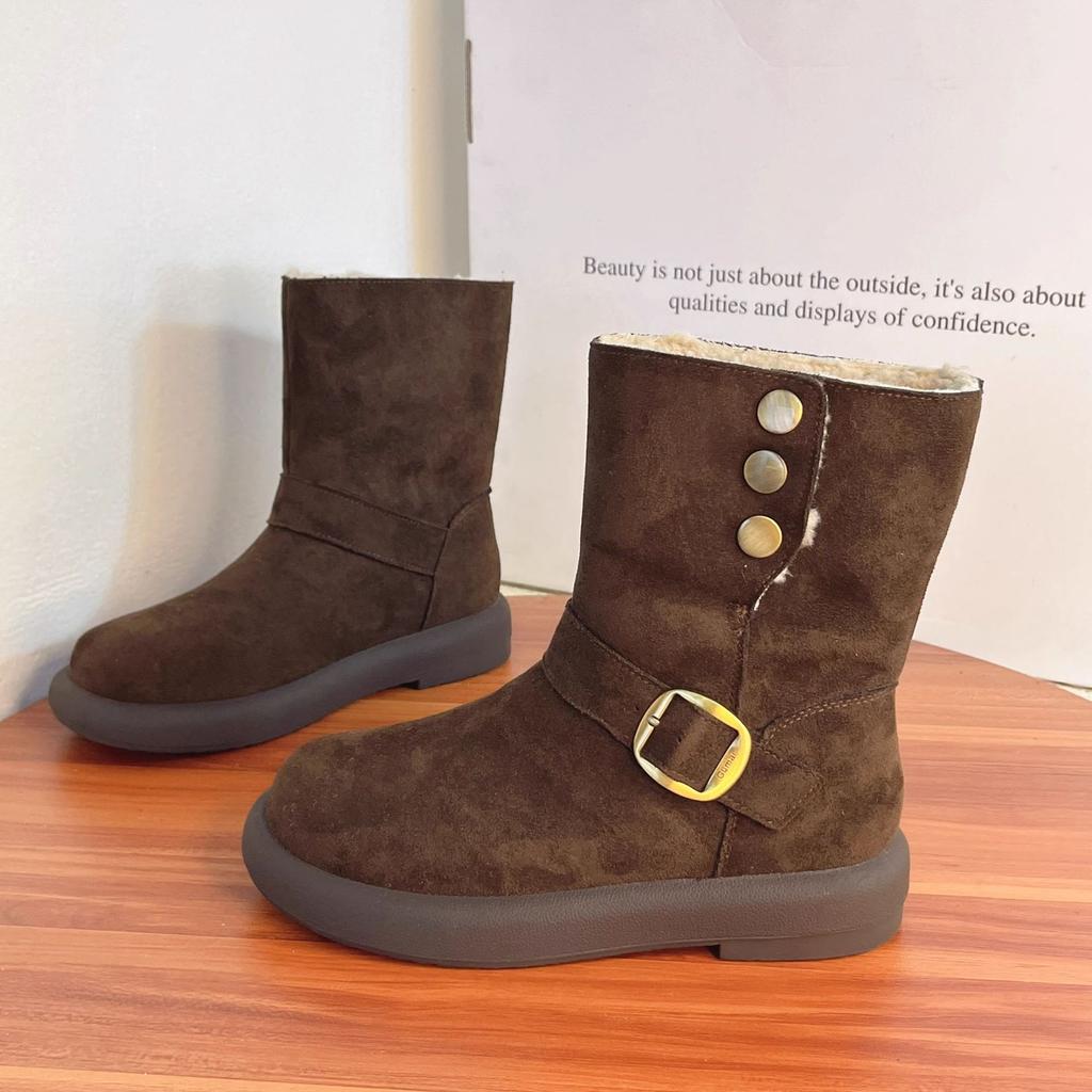 Fleece thickened warm flat-bottomed non-slip snow boots 2025 new women's winter popular women's Northeast cotton shoes