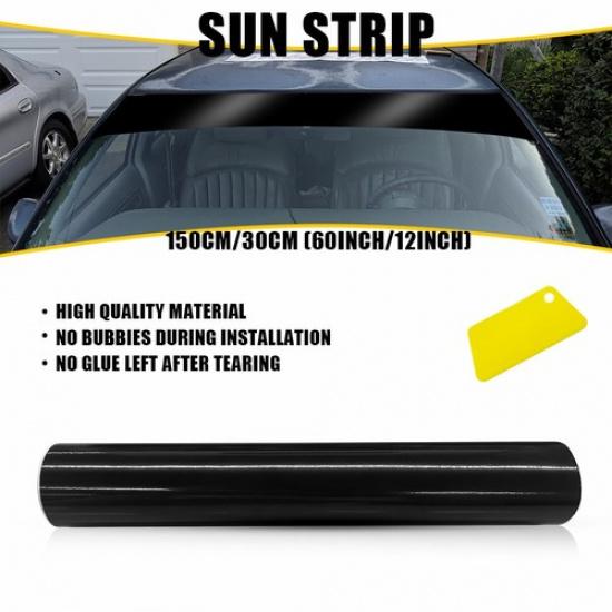

60 x12 Black Windshield Sun Visor Vinyl Decal Strip Film Banner Sticker EOOH