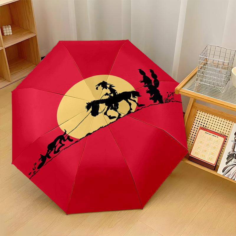 Lucky Luke Windproof Auto 8 Rib Folding Umbrella Portable Outdoor Parasol