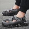 Fashion Sandals Men's Summer Outdoor Thick Soled Anti Slip Hollow Shoes Men's Water Wading Breathable Mesh Comfortable Beach Shoes