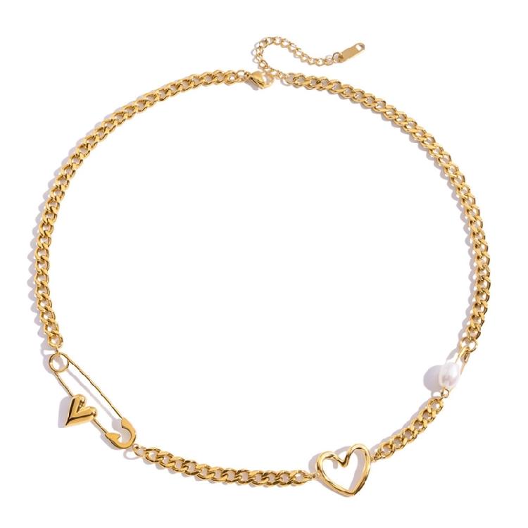 Minimalist Heart Shaped Paper Clip Necklace Stainless Steel Adjustable Chain Jewelry Versatile Collarbone Chain 1