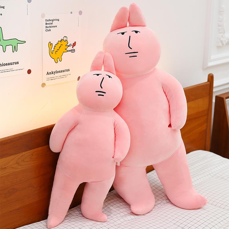Pink Rabbit Doll Sand Sculpture Couple Long Sleeping Pickle Doll Throw Pillow Rabbit Doll Plush Toy
