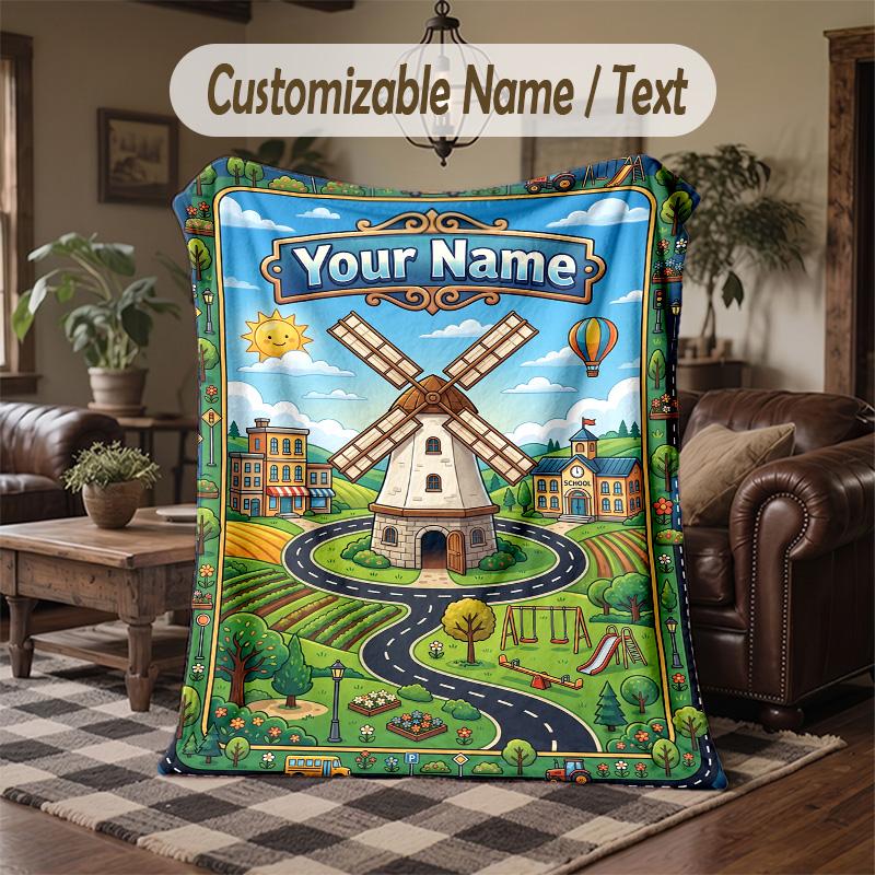 Wild Animal Safari Journal Theme Throw Blanket Custom Name Text Personalized Blanket Soft Cozy Blanket for Home Sofa Bed