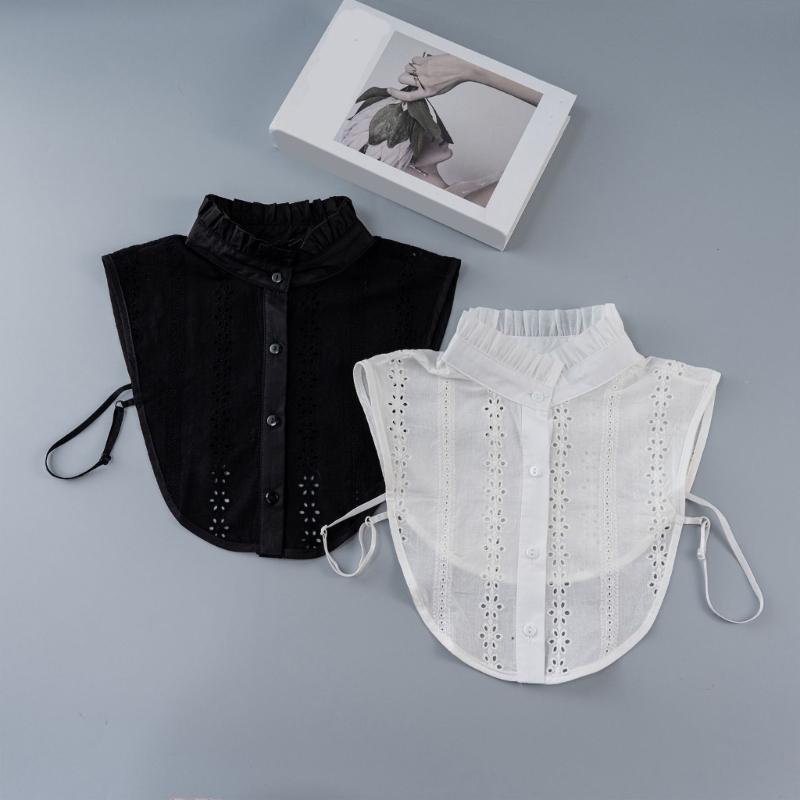White Polyester Fashion Collar Insert Unique Patterns Lightweight Breathable Layering Piece