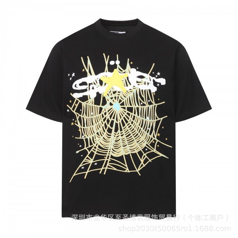 Sp5der 3D Puff Print Graphic Tee Men Loose Fit Cotton Short Sleeve T-Shirt Casual Wear