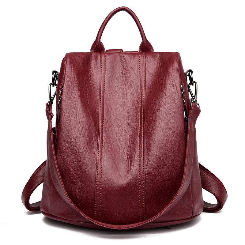 

Women Soft Leather Backpacks Vintage Anti-Theft Female Shoulder Bags Sac a Dos Casual Travel Ladies Bagpack Mochilas School Bags