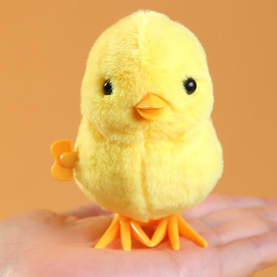 Wind Up Plush Toy High Imitation Decorative Soft Texture Clockwork Jumping Walking Chick Duck Toy for Festival