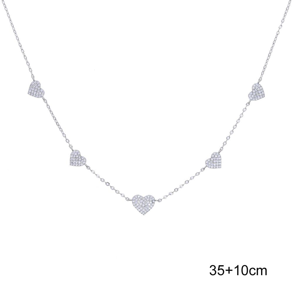 New High Quality Micro Pave White CZ Heart Charm Link Chain Necklace Minimal Delicate Lover Girlfriend Fashion Jewelry