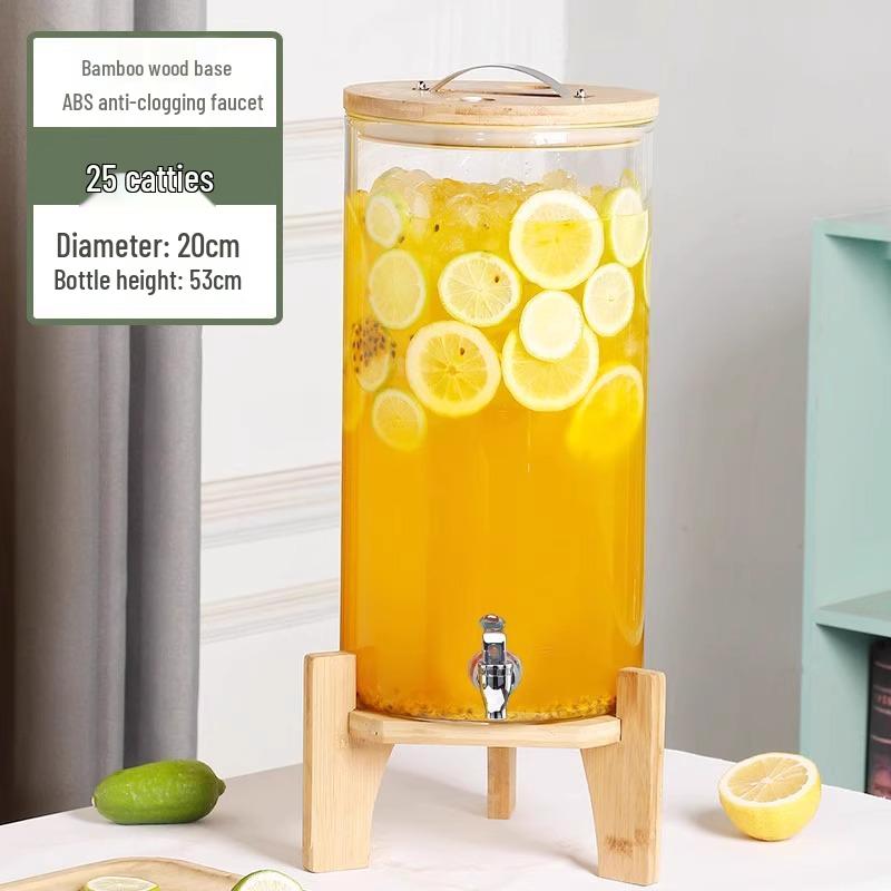 Glass Beverage Dispenser: High-Temperature Resistant Lemonade, Tea, and Juice Container