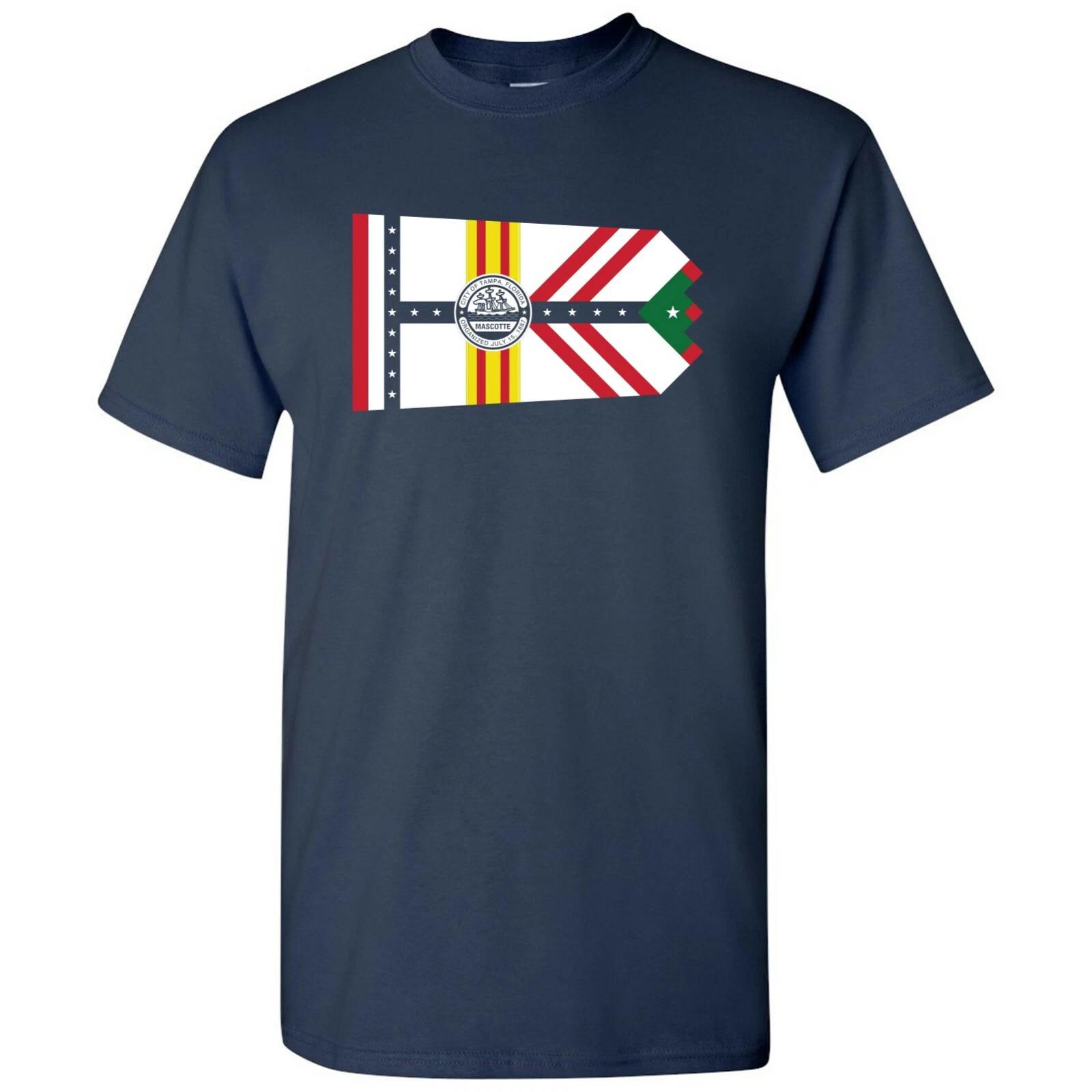 Tampa US City Flag Basic Cotton T-Shirt - Navy S
