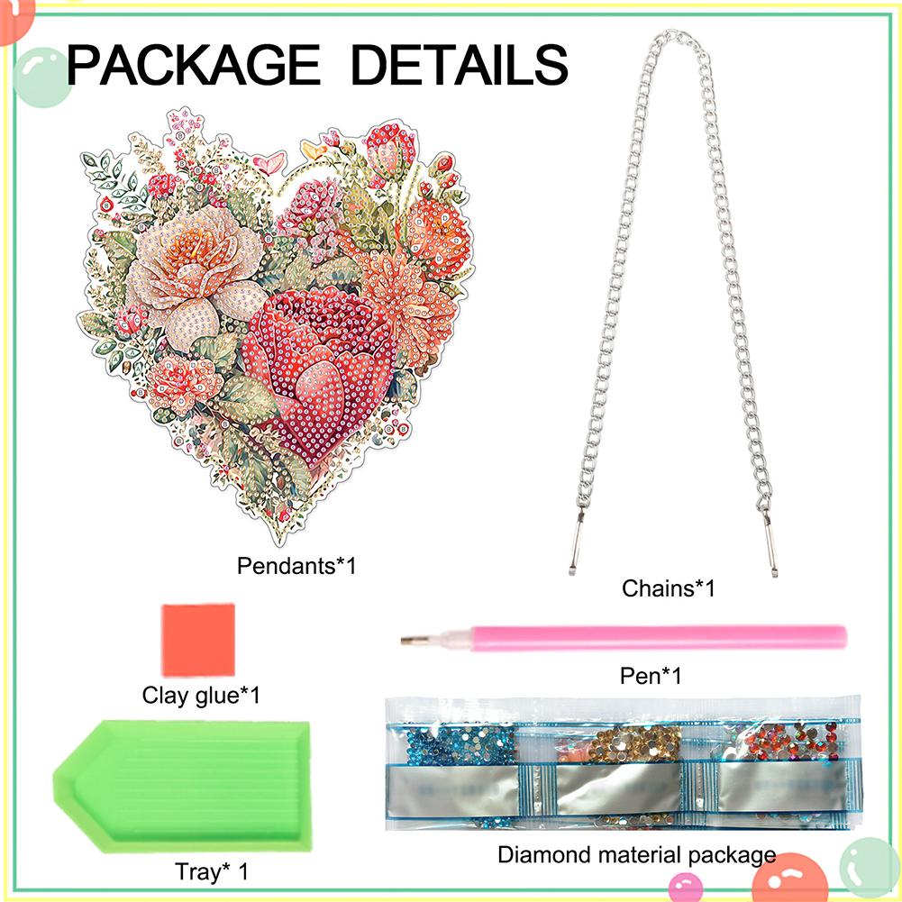 Acrylic Heart Flower Grass Single-Sided Diamond Painting Home Decor Diamond Art Hanging Pendant Diamond Painting Hanging Pendant