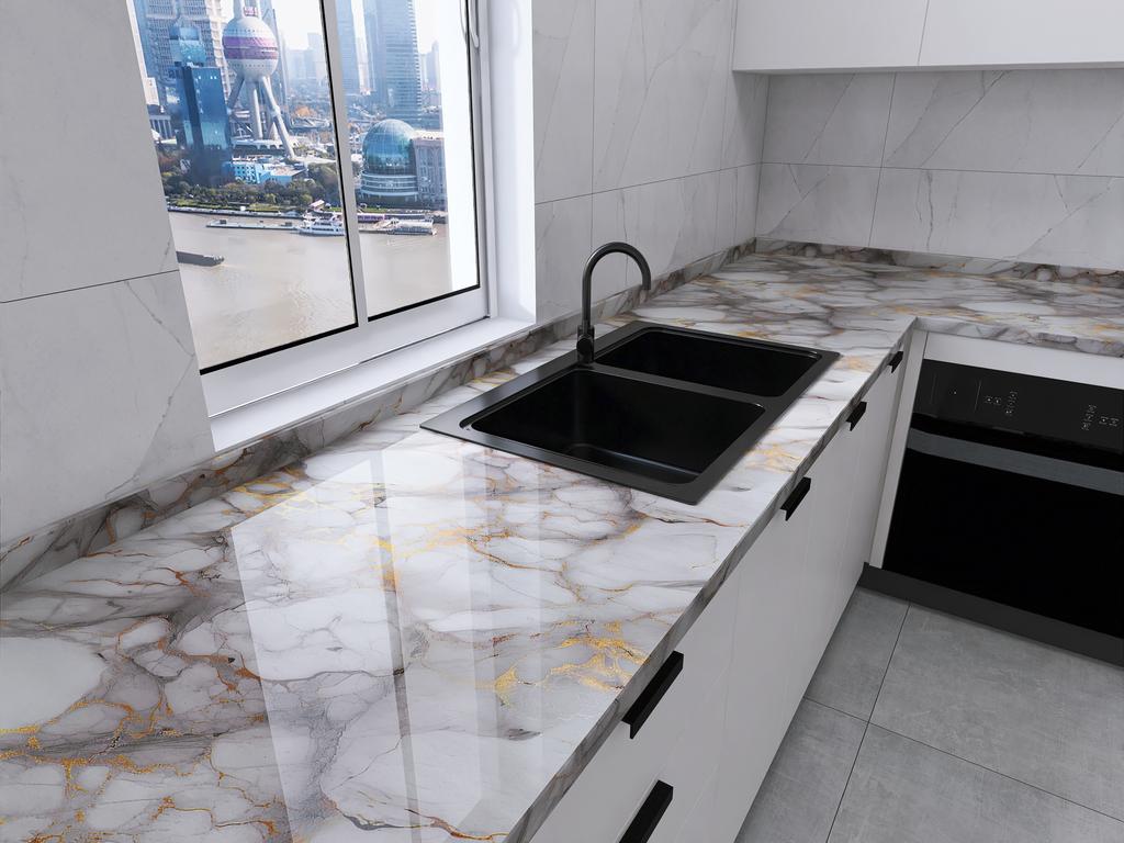 Kitchen waterproof and oil-proof wallpaper self-adhesive wallpaper cabinet sticker countertop self-adhesive PVC wallpaper