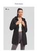 Lulu Women's Mid-Length Sporty Down Jacket: Windproof, Warm, Hooded, Zip Waist, Slimming Lightweight Coat for Autumn and Winter