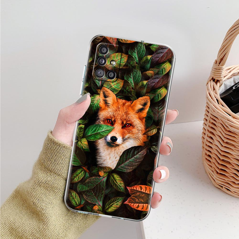 Cute cartoon animal fox Phone Case For Samsung Galaxy A51 A71 A21S A12 A11 A31 A41 A52 A32 5G A72 A01 A50 A70 Soft Clear Cover