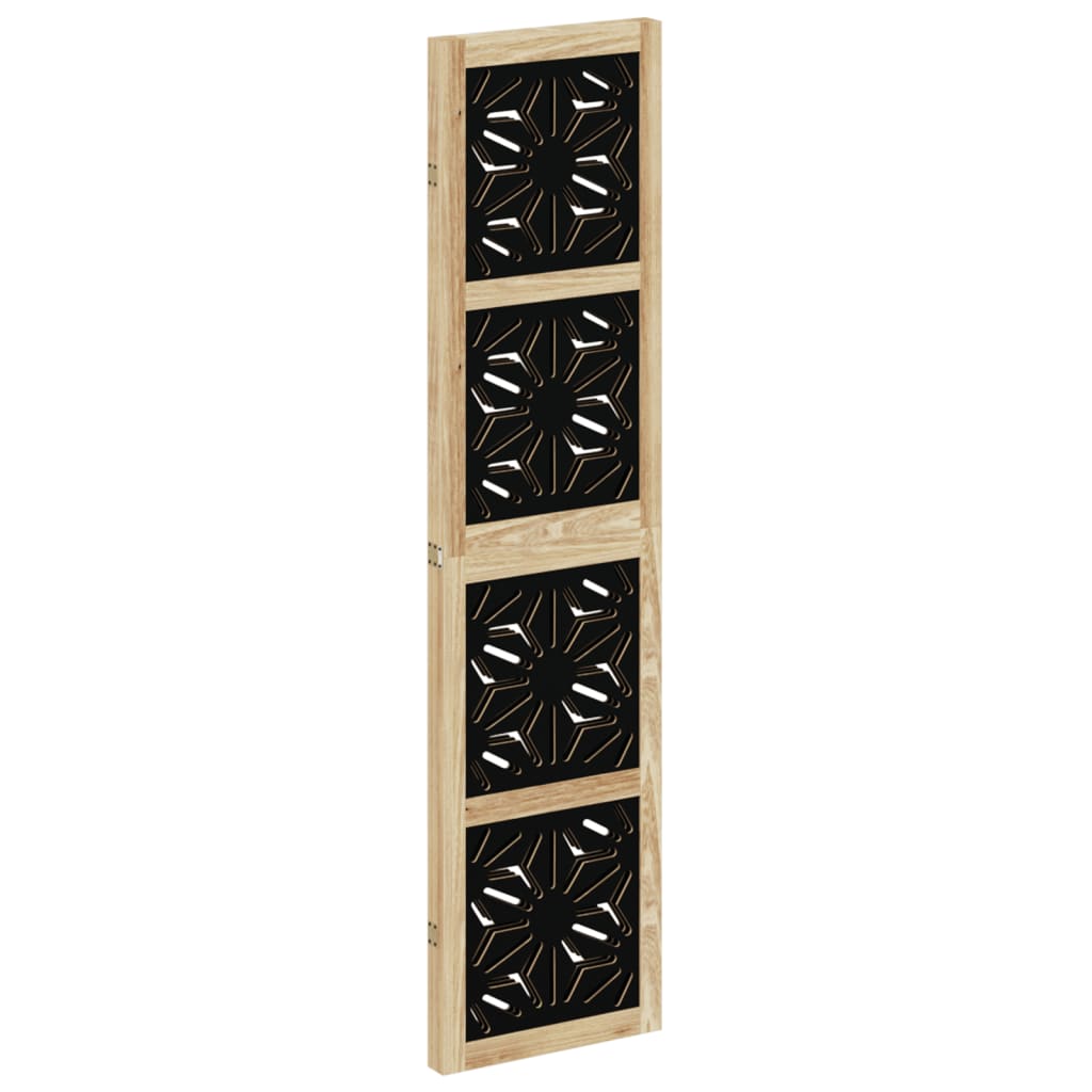 3 Panel Room Divider Brown and Black Solid Wood Paulownia