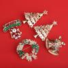 Santa Claus Enamel Rhinestone Brooches Badge Christmas Tree Brooch Daily Christmas Brooch  Daily
