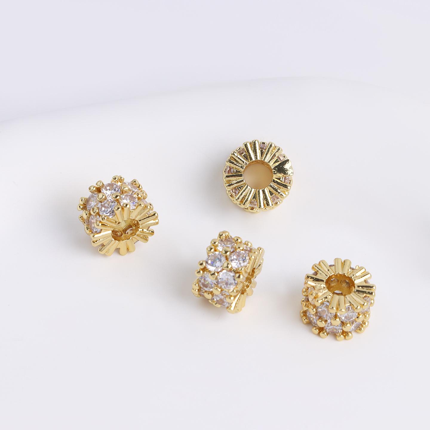 Gold-Plated Zircon Spacer Beads for DIY Bracelets, Necklaces, and Wristbands A303