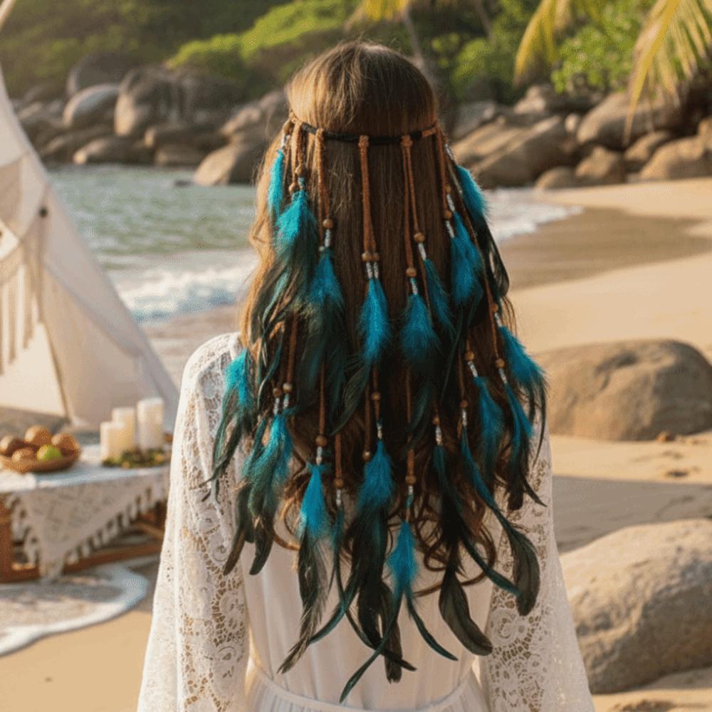 Vibrant Orange Plumage Tribal Hair Extension Feather Hair Accessories Travel Photography Prop