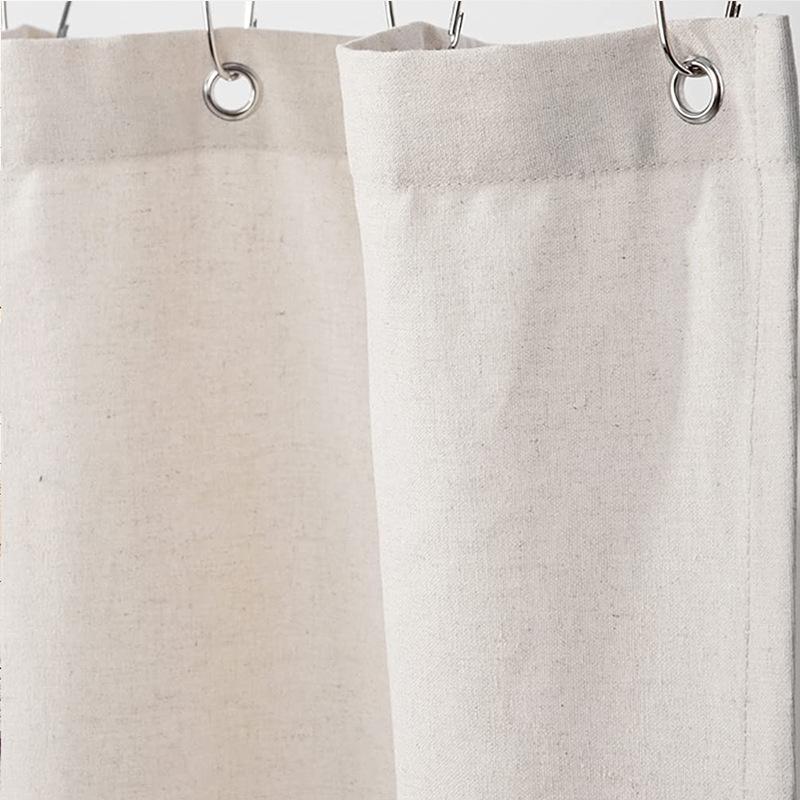 Cortina de Ducha Lisa de Lino Algodón con 12 Ganchos Impermeable Floral Volante Falbala Borde con Volante Festón Bajo Festoneado Decoración Baño Aseo