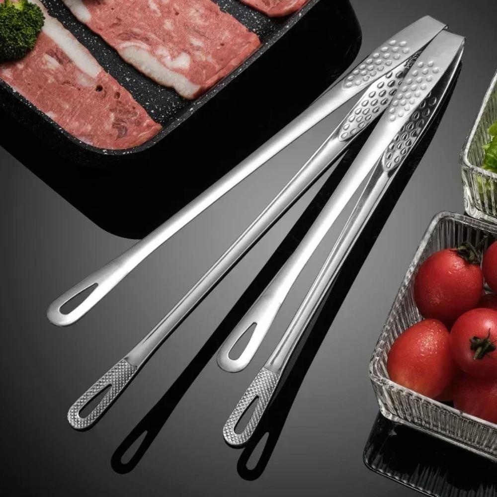 Food-grade Steel Barbecue Tongs Kitchen Tongs, Vegetable Tongs Reusable Barbecue Meat Tongs Cooking Tweezers Kitchen Tools