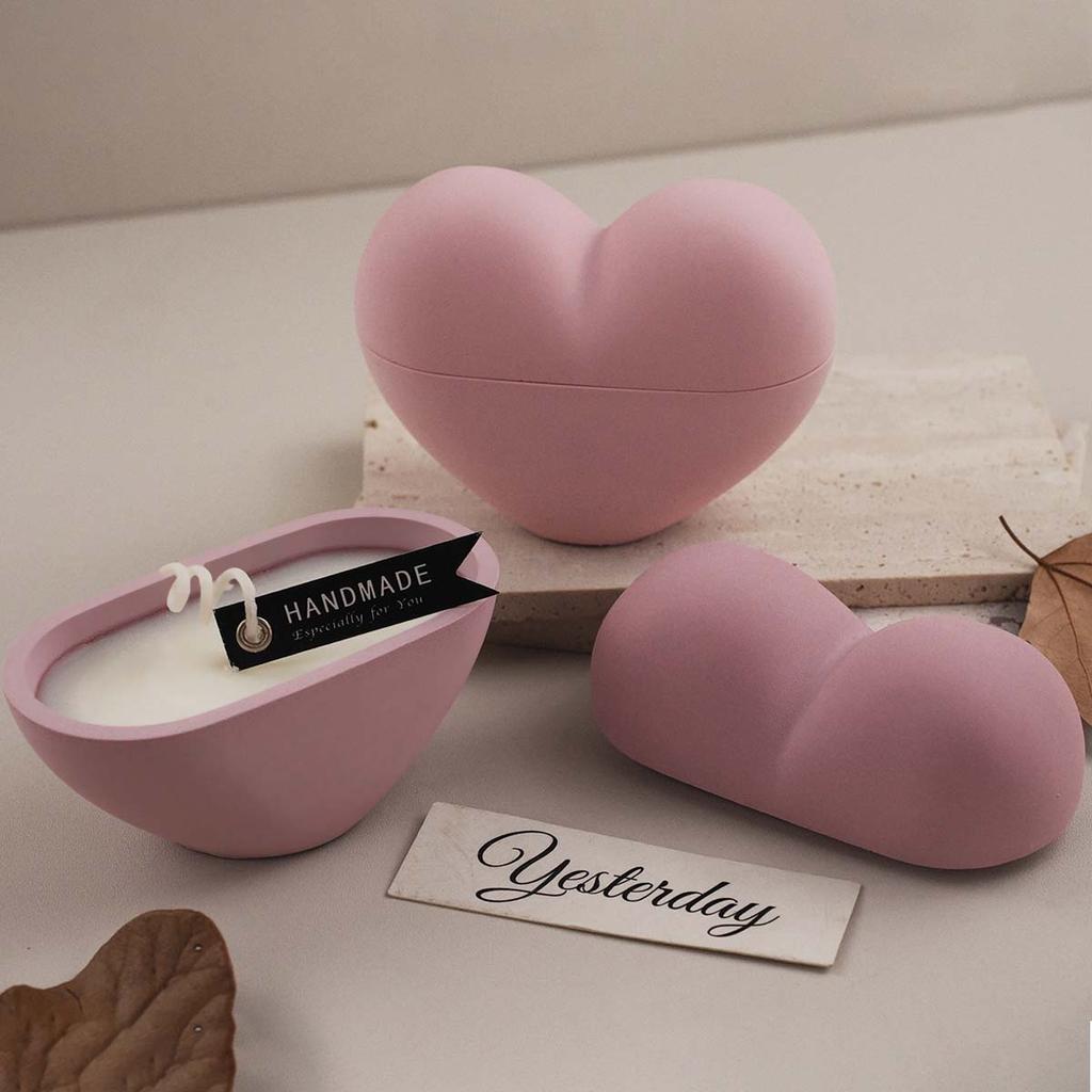 Love Candle Cup Silicone Mold DIY Heart Candle Vessel Making Plaster Resin Storage Box Molds Home Valentine's Day Dec Craft Gift