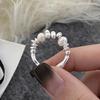 925er Sterlingsilber Süßwasserperlen Runde Ringe für Damen Trendiger Verstellbarer Feinschmuck Minimalistische Accessoires