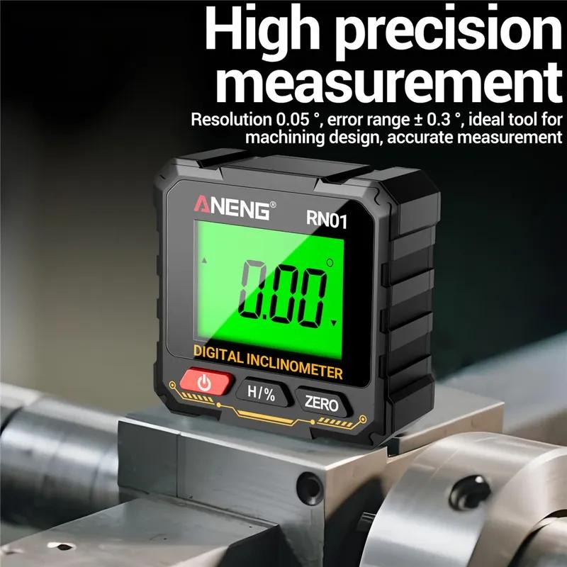 ANENG Mini Digital Level With LCD Backlight Tiltmeter 360 Degree Four Sided Magnetic Level Gauge Slope Measurement Meter