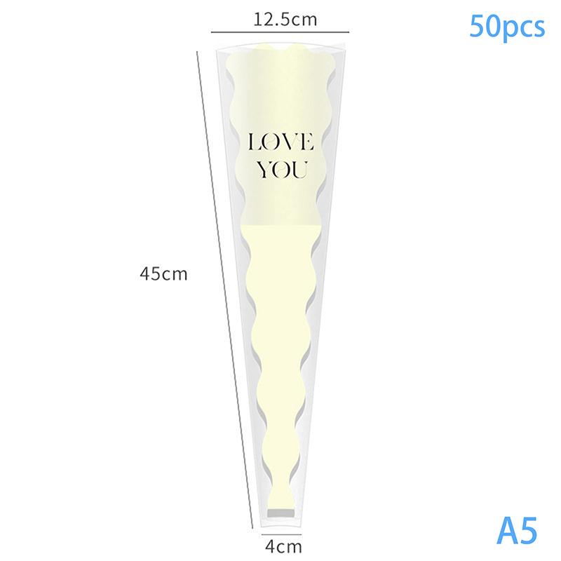 50pcs Mermaid Wavy Pattern Flower Bouquet Gift Cellophane Bag Wrapping Paper Bag Valentine's Day Mother's Day Single Rose Bags
