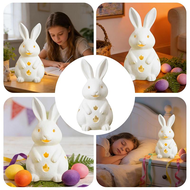 Easter Hollowed Out Rabbit Resin Candlestick, White Bunny Candle Holder, Home Decoration With Tea Light Opening