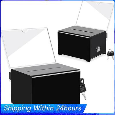 Acrylic Raffle Ticket Container with Slot Cardboard Raffle Box with Lock and Sign Holder for Voting Charity Ballot Suggestions